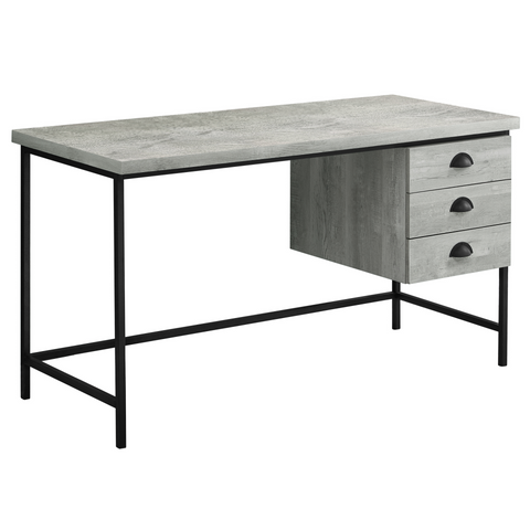 Grey Rectangular Industrial Office Computer Desk with Three Drawers - Ember Workspace - WhatYouNeedSales