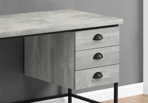 Grey Rectangular Industrial Office Computer Desk with Three Drawers - Ember Workspace - WhatYouNeedSales