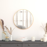 24" Round Gold Metal Framed Wall Mirror - Large Accent Mirror for Bathroom, Vanity, Entryway, Dining Room, & Living Room - WhatYouNeedSales