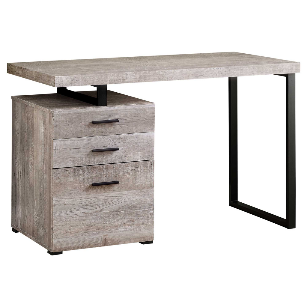 Taupe Rectangular Computer Desk With Three Drawers - Ember Workspace - WhatYouNeedSales