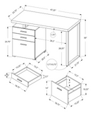 Taupe Rectangular Computer Desk With Three Drawers - Ember Workspace - WhatYouNeedSales