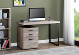 Taupe Rectangular Computer Desk With Three Drawers - Ember Workspace - WhatYouNeedSales