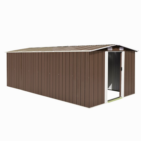 vidaXL Garden Shed 101.2" x 192.5" x 71.3" Metal Brown - Durable Storage Solution for Your Garden