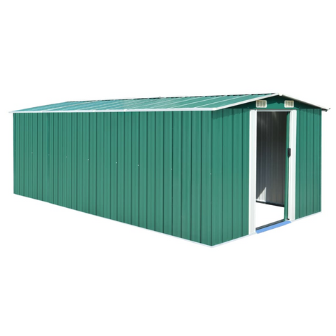 vidaXL Garden Shed 101.2" x 192.5" x 71.3" Metal Green - Durable Outdoor Storage Solution