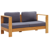 vidaXL Patio Sofa Bench with Cushions 55.1" Solid Acacia Wood Gray - Relax and Unwind in Your Outdoor Space