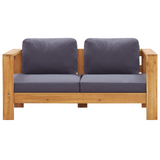 vidaXL Patio Sofa Bench with Cushions 55.1" Solid Acacia Wood Gray - Relax and Unwind in Your Outdoor Space