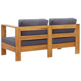 vidaXL Patio Sofa Bench with Cushions 55.1" Solid Acacia Wood Gray - Relax and Unwind in Your Outdoor Space