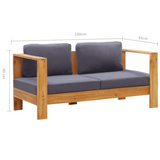 vidaXL Patio Sofa Bench with Cushions 55.1" Solid Acacia Wood Gray - Relax and Unwind in Your Outdoor Space