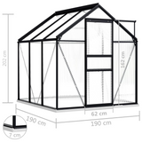 vidaXL Greenhouse with Base Frame - Anthracite Aluminum - 38.9 ft²