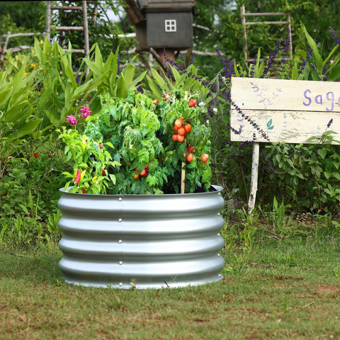 24in Round Galvanized Steel Raised Garden Bed - Durable and Easy to Manage