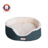 Armarkat Pet Bed Model C04HML/MB - Laurel Green and Ivory | Durable Canvas and Silky Soft Plush