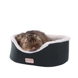 Armarkat Pet Bed Model C04HML/MB - Laurel Green and Ivory | Durable Canvas and Silky Soft Plush