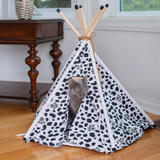 Armarkat Cat Bed Model C46, Teepee Style, White with Black Paw Print - Comfortable and Stylish Cat Bed Tent