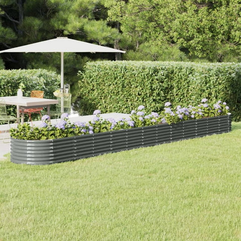 vidaXL Garden Raised Bed Powder-coated Steel 201.6"x31.5"x14.2" Gray