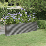 vidaXL Garden Raised Bed Powder-coated Steel 102.4"x15.7"x26.8" Gray