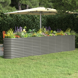 vidaXL Garden Raised Bed Powder-coated Steel 130.7"x15.7"x26.8" Gray