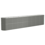 vidaXL Garden Raised Bed Powder-coated Steel 130.7"x15.7"x26.8" Gray