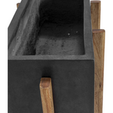 Atlantic Rectangular Planter | Modern Concrete Construction with Acacia Wood Frame