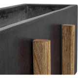 Atlantic Rectangular Planter | Modern Concrete Construction with Acacia Wood Frame