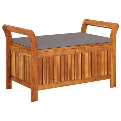 vidaXL Patio Storage Bench with Cushion 35.8" Solid Wood Acacia | Outdoor Furniture