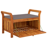 vidaXL Patio Storage Bench with Cushion 35.8" Solid Wood Acacia | Outdoor Furniture