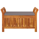 vidaXL Patio Storage Bench with Cushion 35.8" Solid Wood Acacia | Outdoor Furniture