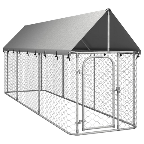 vidaXL Outdoor Dog Kennel with Roof 157.5"x39.4"x59.1" - Provide Safety, Security, and Comfort for Your Puppy