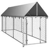 vidaXL Outdoor Dog Kennel with Roof 157.5"x39.4"x59.1" - Provide Safety, Security, and Comfort for Your Puppy