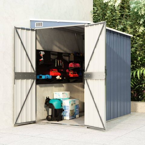 vidaXL Wall-mounted Garden Shed Gray 46.5"x76.4"x70.1" Galvanized Steel