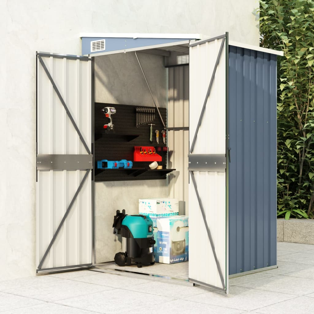 vidaXL Wall-mounted Garden Shed Gray 46.5"x39.4"x70.1" Galvanized Steel