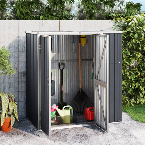 vidaXL Garden Tool Shed Anthracite 63.4"x35"x63.4" Galvanized Steel - Organized Storage Solution for Garden Tools