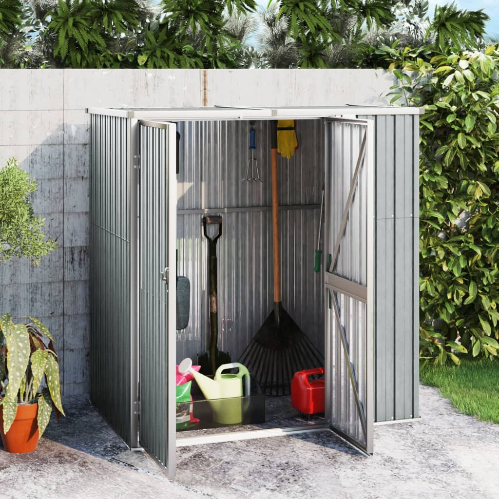 vidaXL Garden Tool Shed Gray 63.4"x35"x63.4" Galvanized Steel - Outdoor Storage Solution