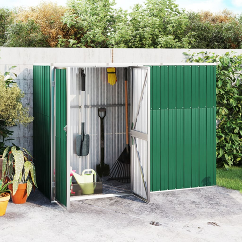 vidaXL Garden Tool Shed Green 88.6"x35"x63.4" Galvanized Steel - Organized and Durable Storage Space