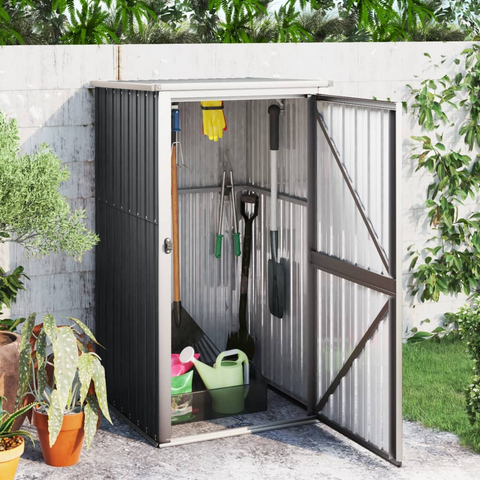 vidaXL Garden Tool Shed Anthracite - 34.6"x35"x63.4" - Galvanized Steel | Outdoor Storage