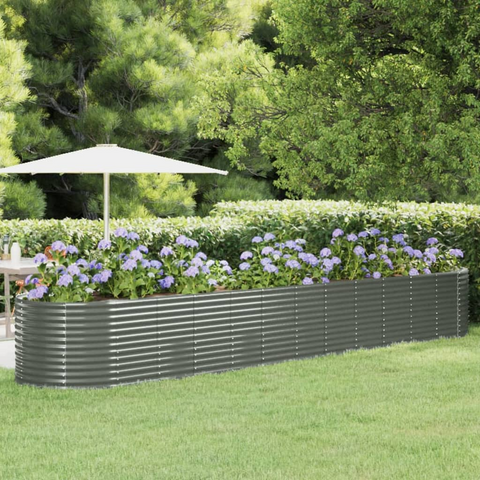 vidaXL Garden Raised Bed Powder-coated Steel 199.6"x39.4"x26.8" Gray