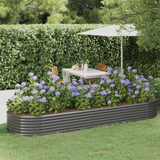 vidaXL Garden Raised Bed Powder-coated Steel 126.8"x39.4"x14.2" Gray