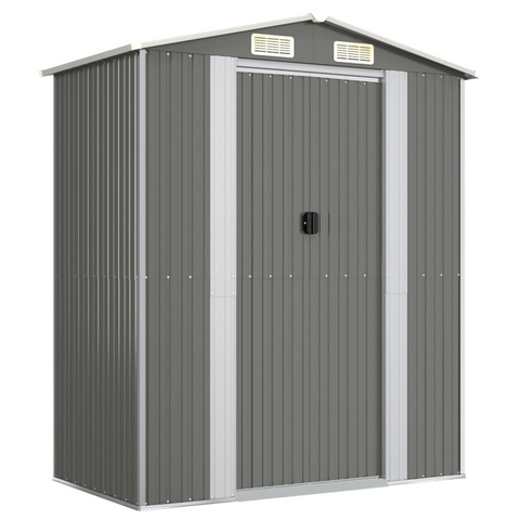 vidaXL Garden Shed Light Gray 75.6"x42.5"x87.8" Galvanized Steel - Outdoor Storage Solution