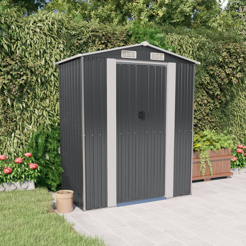 vidaXL Garden Shed Anthracite 75.6"x42.5"x87.8" Galvanized Steel - Outdoor Storage Solution