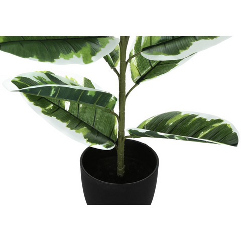 Artificial Plant, 27" Tall, Rubber, Decorative, Green Leaves, Black Pot - WhatYouNeedSales