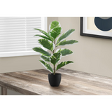 Artificial Plant, 27" Tall, Rubber, Decorative, Green Leaves, Black Pot - WhatYouNeedSales