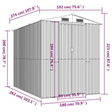 vidaXL Garden Shed Anthracite 75.6"x107.9"x87.8" Galvanized Steel - Outdoor Storage Solution