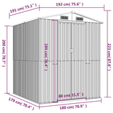 vidaXL Garden Shed Anthracite 75.6"x75.2"x87.8" Galvanized Steel