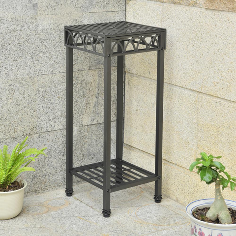 Segovia Iron 14-inch Square Plant Stand - Classic and Elegant Patio Decor