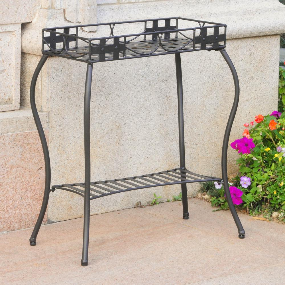 Santa Fe Iron Nailhead Rectangular Plant Stand - Durable Outdoor Plant Holder