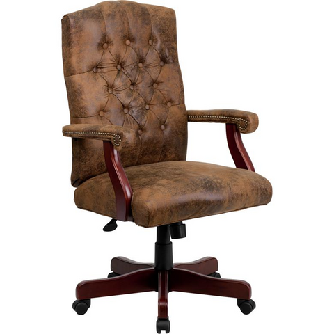 Bomber Brown Classic Executive Swivel Office Chair with Arms