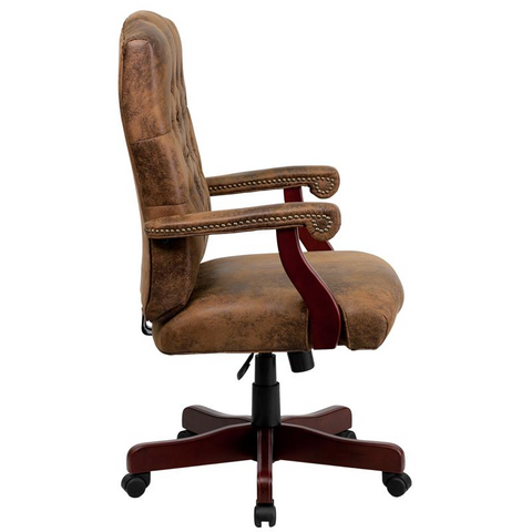 Bomber Brown Classic Executive Swivel Office Chair with Arms