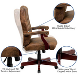 Bomber Brown Classic Executive Swivel Office Chair with Arms