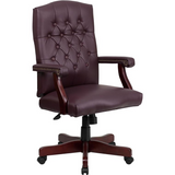 Martha Washington Burgundy LeatherSoft Executive Swivel Office Chair with Arms