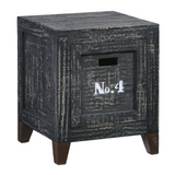 Vintage Storage End Table with Distressed Coal Finish | Eclectic Furniture