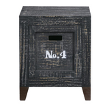 Vintage Storage End Table with Distressed Coal Finish | Eclectic Furniture